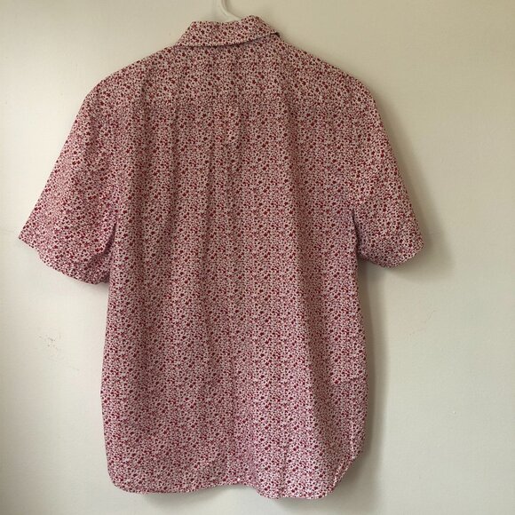 John Lennon Men Red Floral Button Short Sleeve Shirt XL/TG Cotton100% Summer - Picture 2 of 7